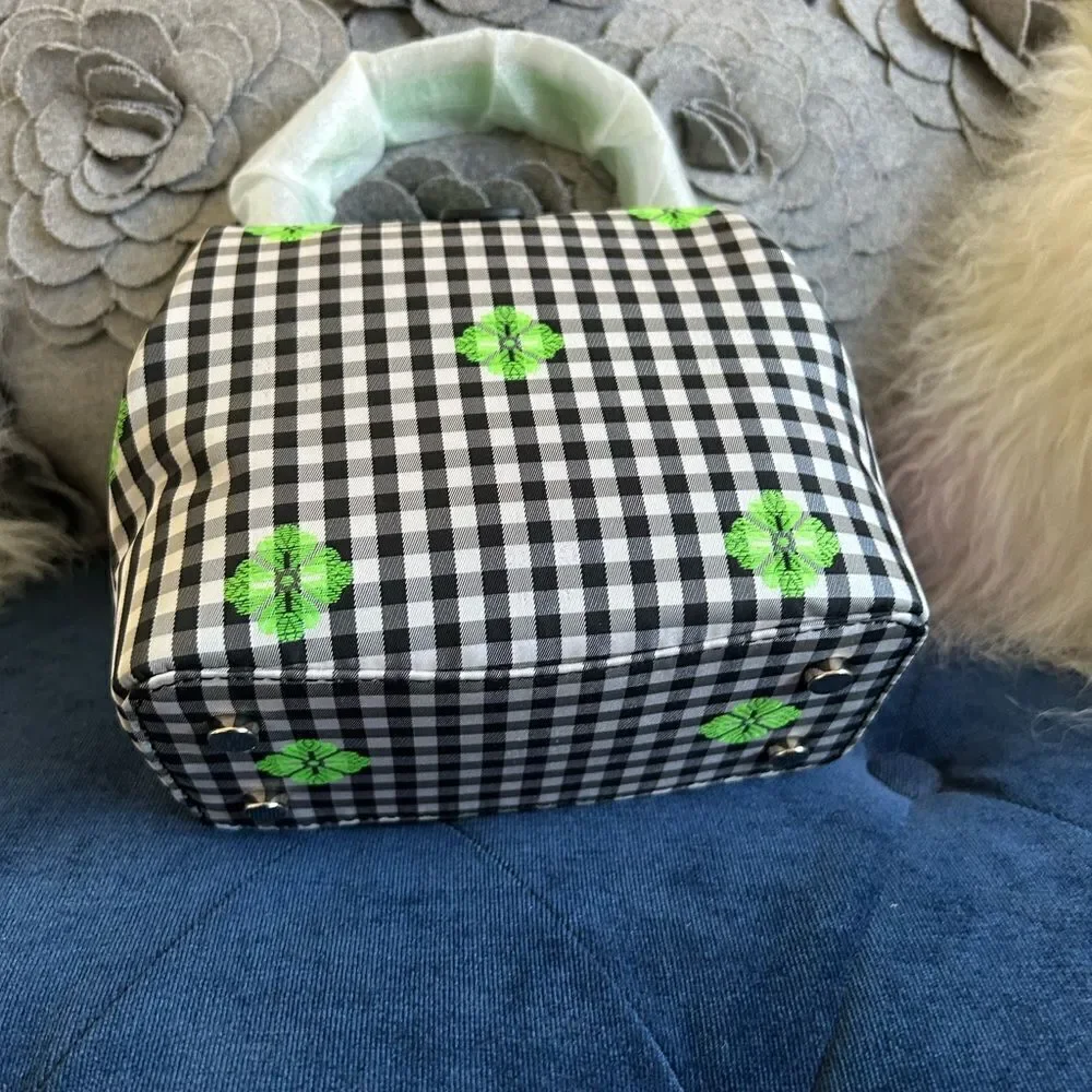 Kate Spade Green and Black Checkered Handbag